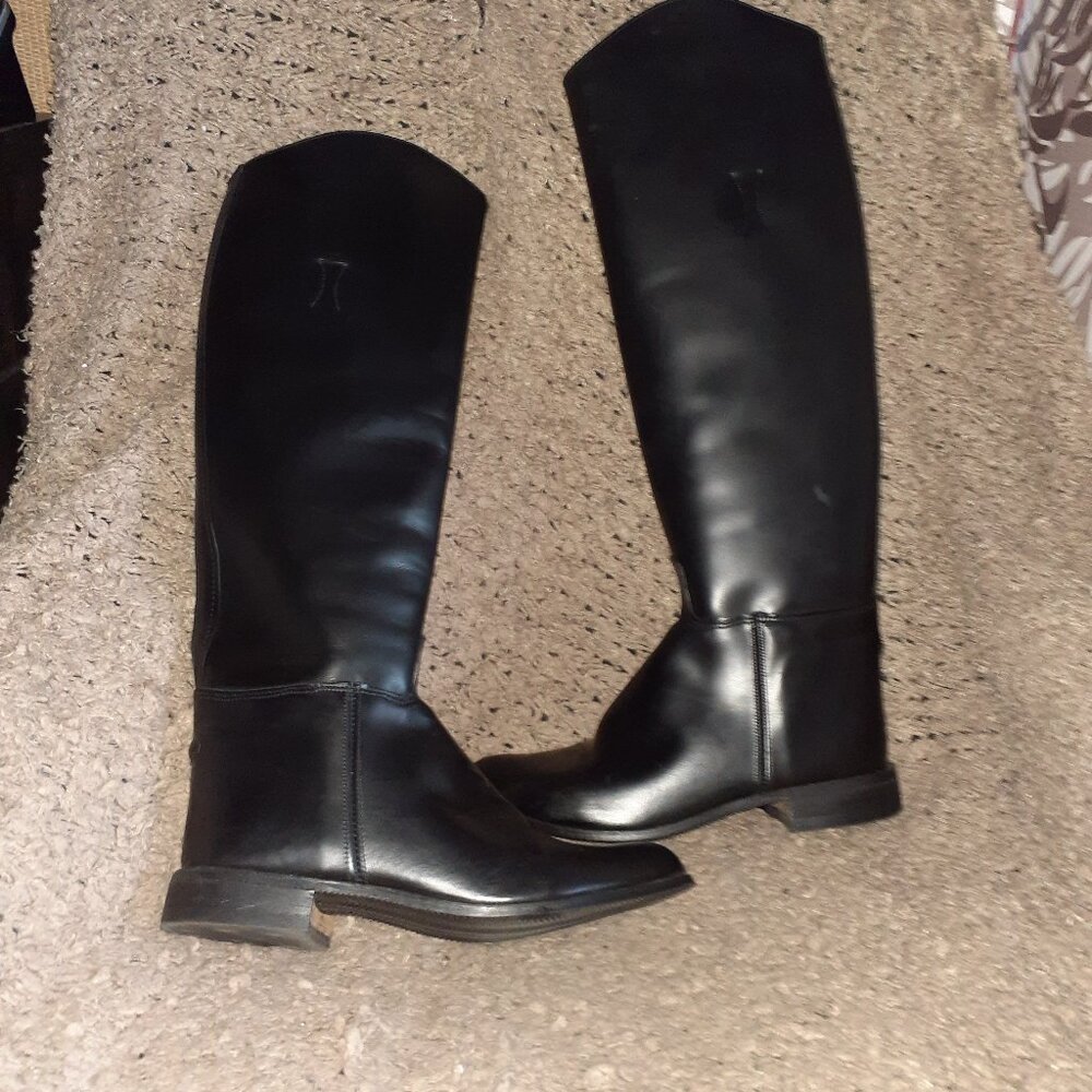 EQUESTRIAN RIDING BOOTS-Black Leather/Lined (Top)-21.25" Tall-Size 8.5 Men-NWOB